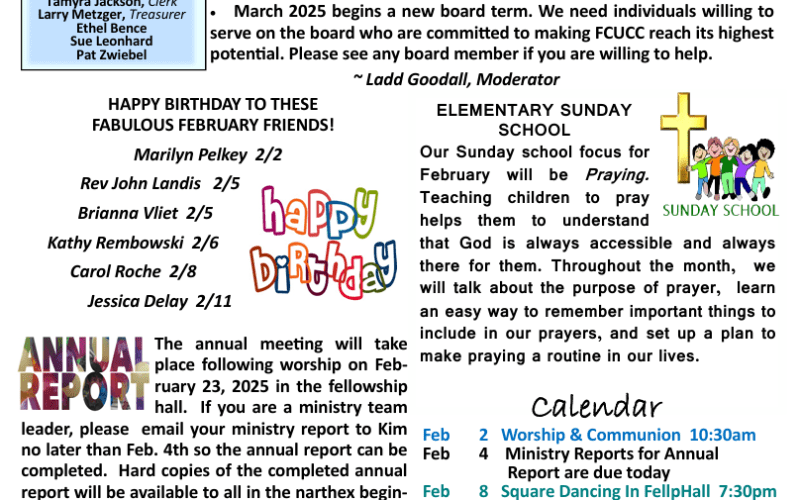 Announcements February 2 2025